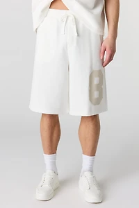 Short baggy en molleton à imprimé Numéro