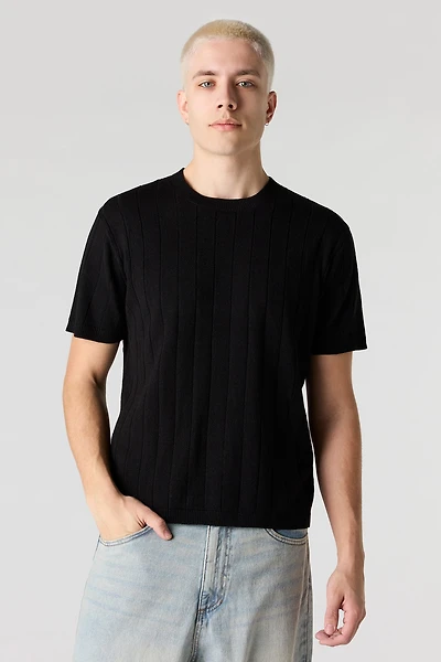Ribbed Knit T-Shirt