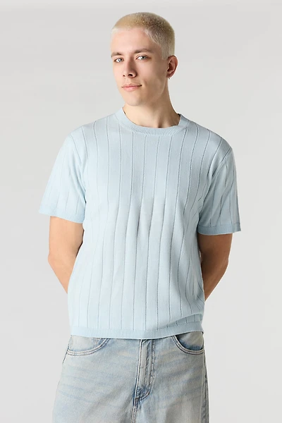 Ribbed Knit T-Shirt