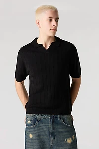 Ribbed Knit Polo