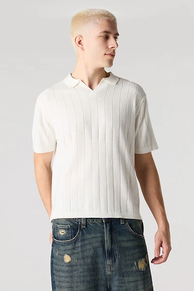 Polo en tricot côtelé