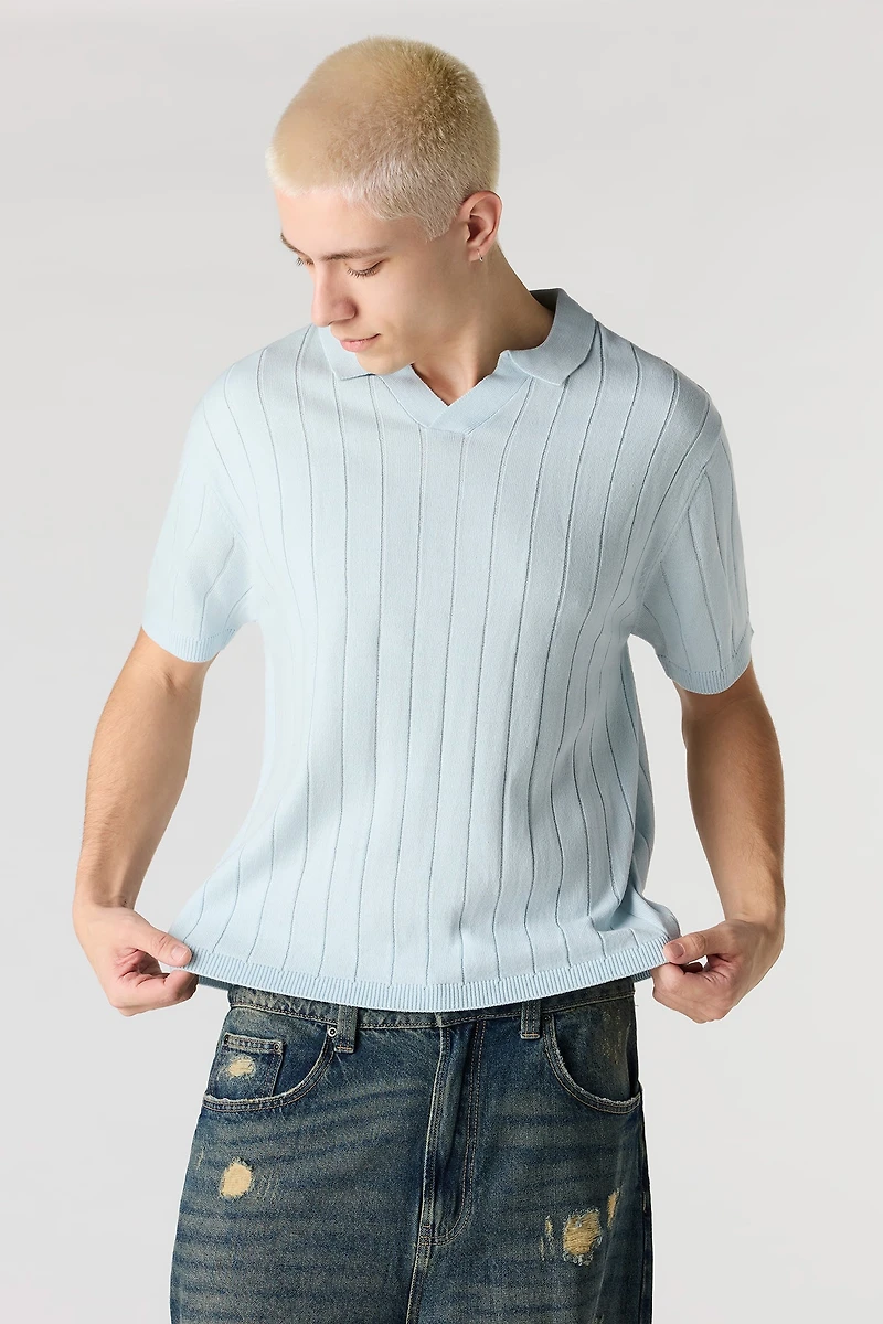 Ribbed Knit Polo