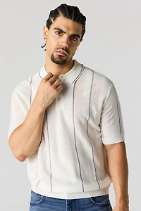 Polo en tricot texturé rayé