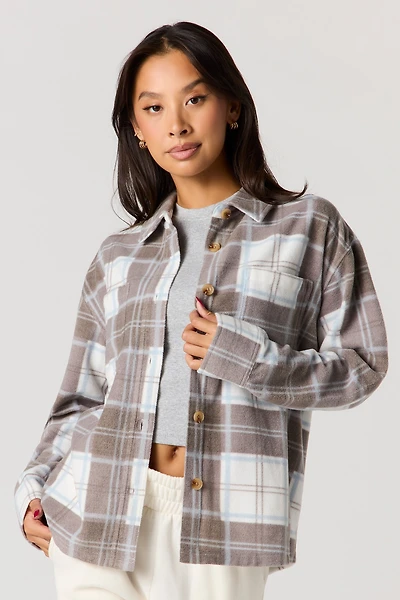 Plaid Sherpa Button-Up Shacket