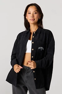 Corduroy Button-Up Collared Top