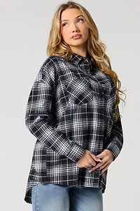 Plaid Flannel Button-Up Top