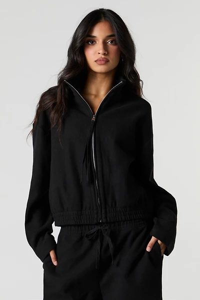 High Neck Zip-Up Jacket