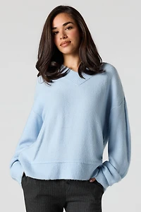 Mossy Knit V-Neck Sweater