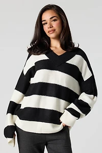 Mossy Knit V-Neck Sweater