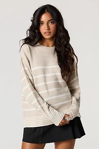 Chandail en tricot pelucheux rayé