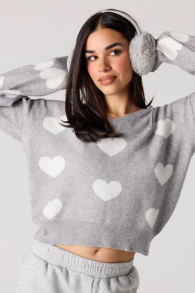 Jacquard Knit Hoodie Sweater