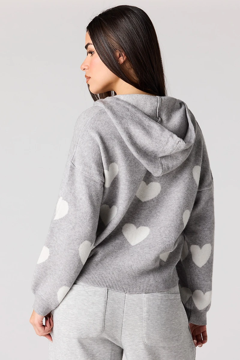 Jacquard Knit Hoodie Sweater