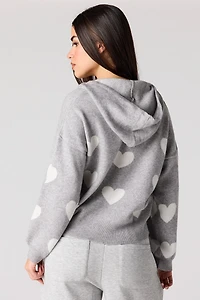 Jacquard Knit Hoodie Sweater