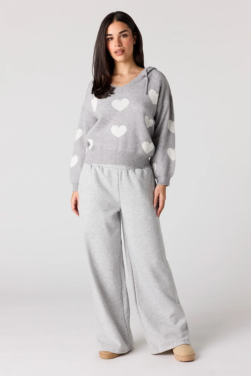 Jacquard Knit Hoodie Sweater