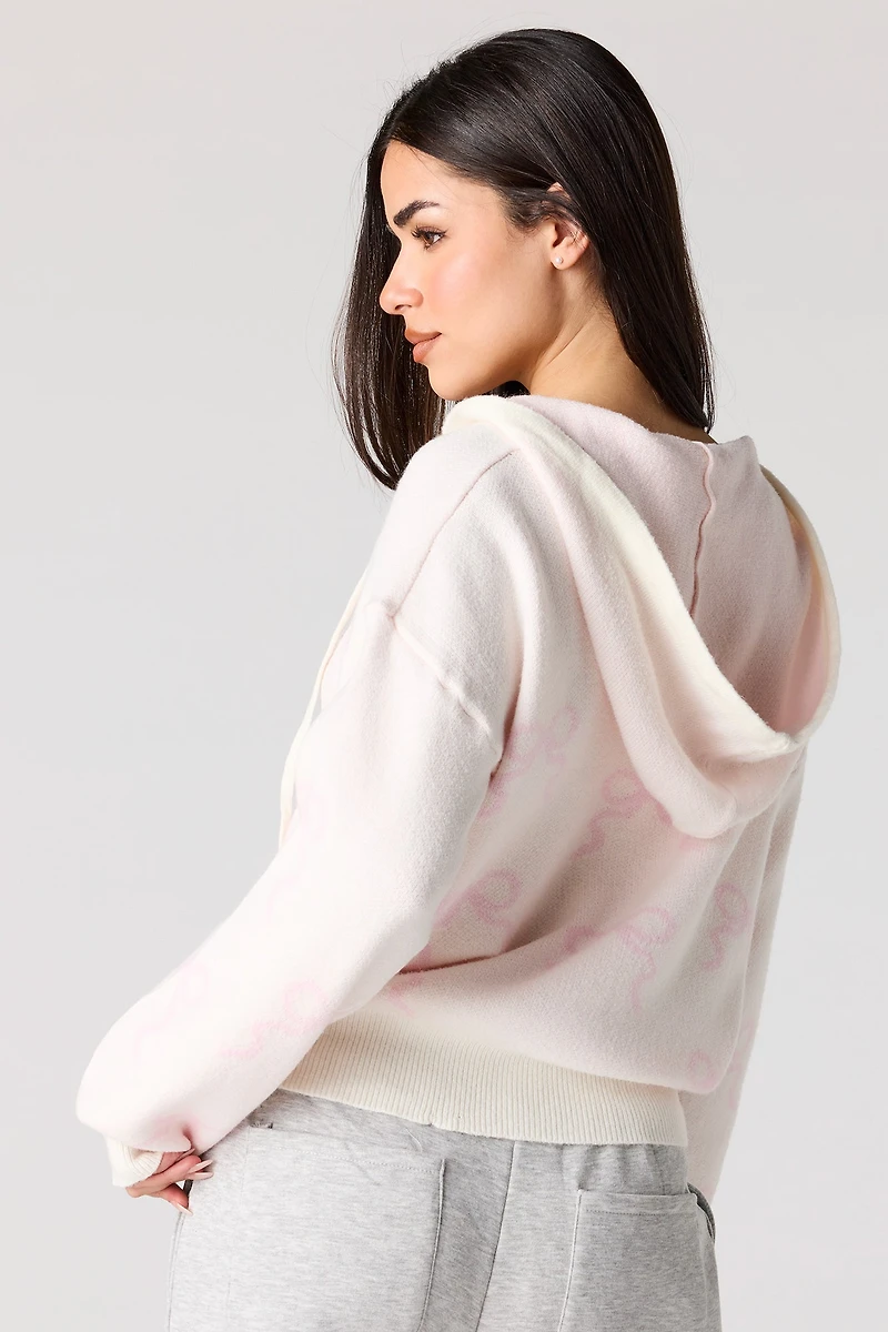 Jacquard Knit Hoodie Sweater