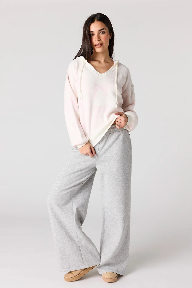 Jacquard Knit Hoodie Sweater