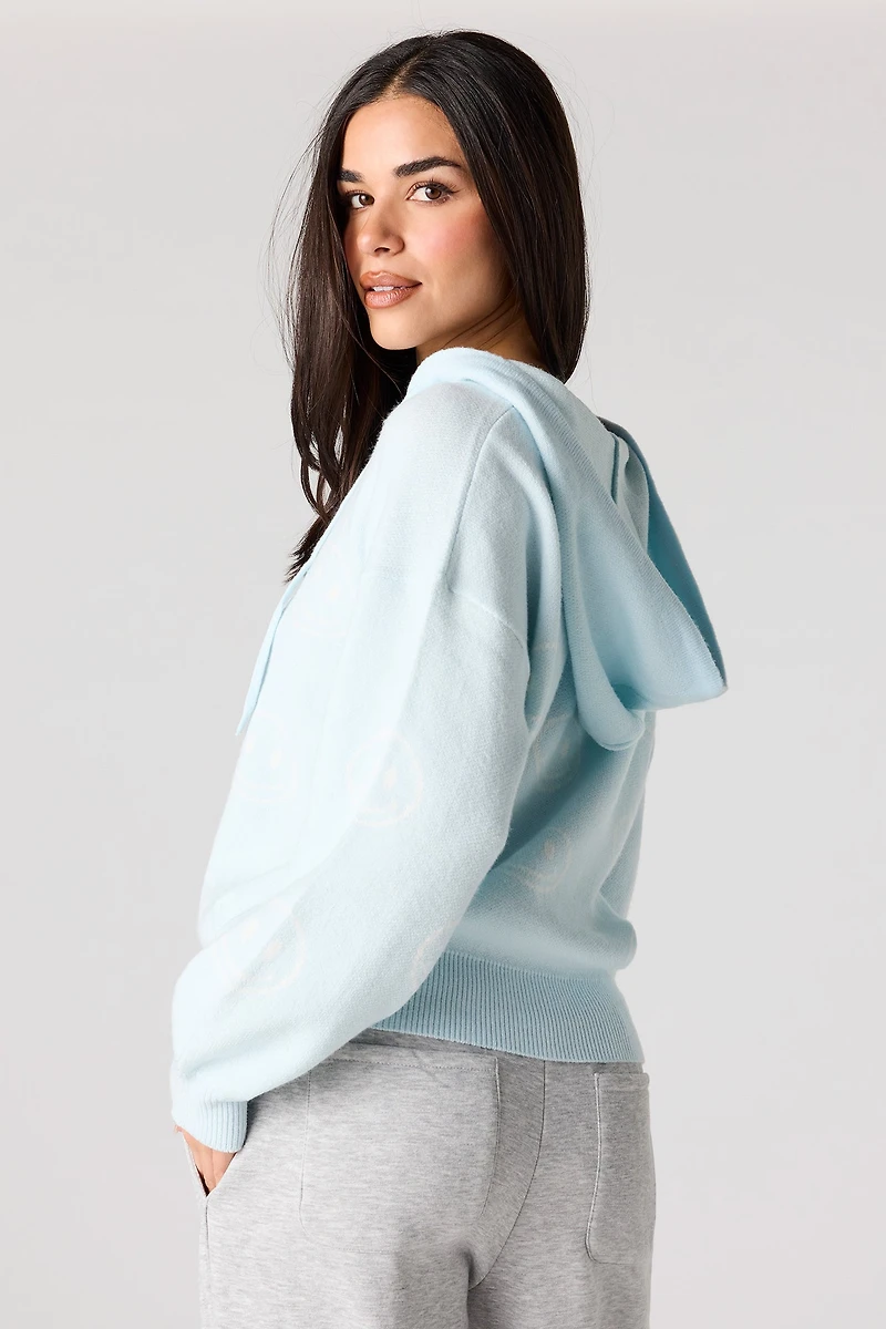 Jacquard Knit Hoodie Sweater