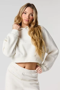 Haut court à capuchon en molleton avec pierres du Rhin