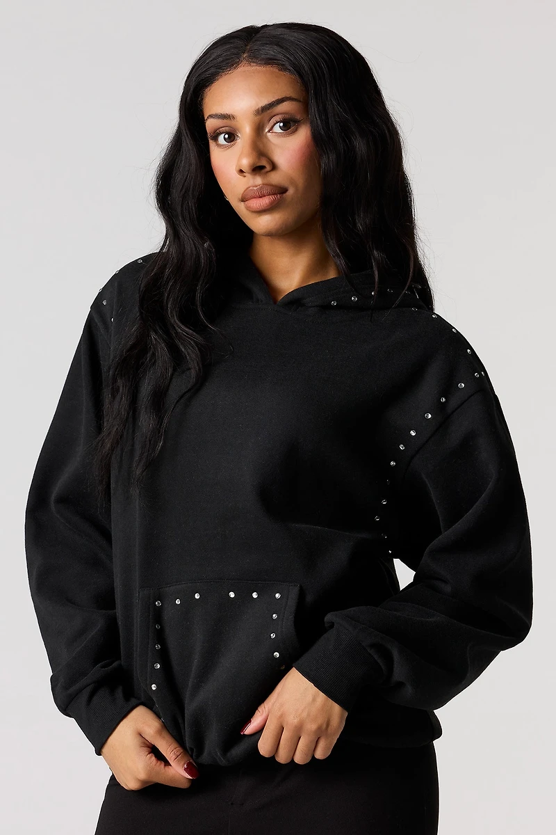 Rhinestone Fleece Hoodie
