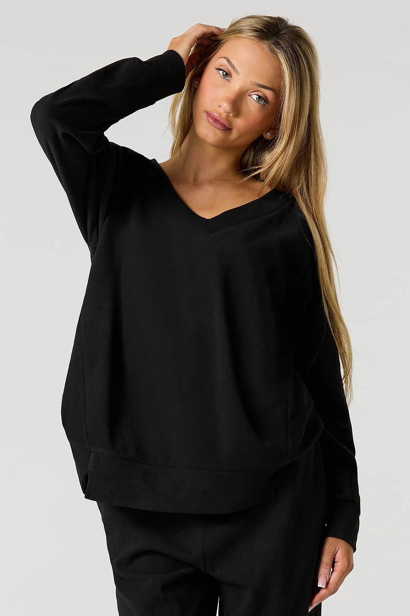 V-Neck Fleece Sweatshirt