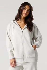 Haut à capuchon en molleton avec fermeture glissière