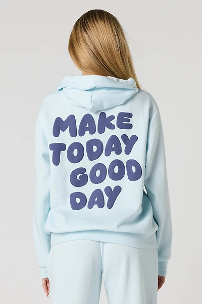 Puffed Print Fleece Hoodie