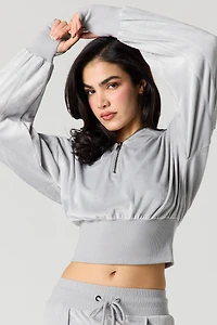 Velour Quarter Zip Hoodie