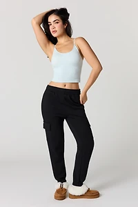 Solid Fleece Cargo Jogger