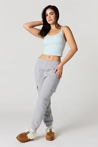 Solid Fleece Cargo Jogger