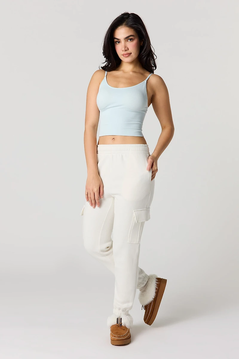 Jogger cargo en molleton uni