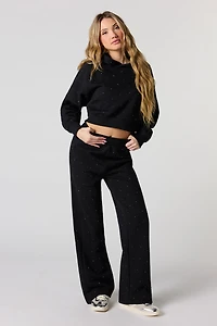 Fleece Rhinestone Wide Leg Sweatpant