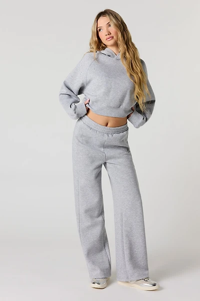 Fleece Rhinestone Wide Leg Sweatpant