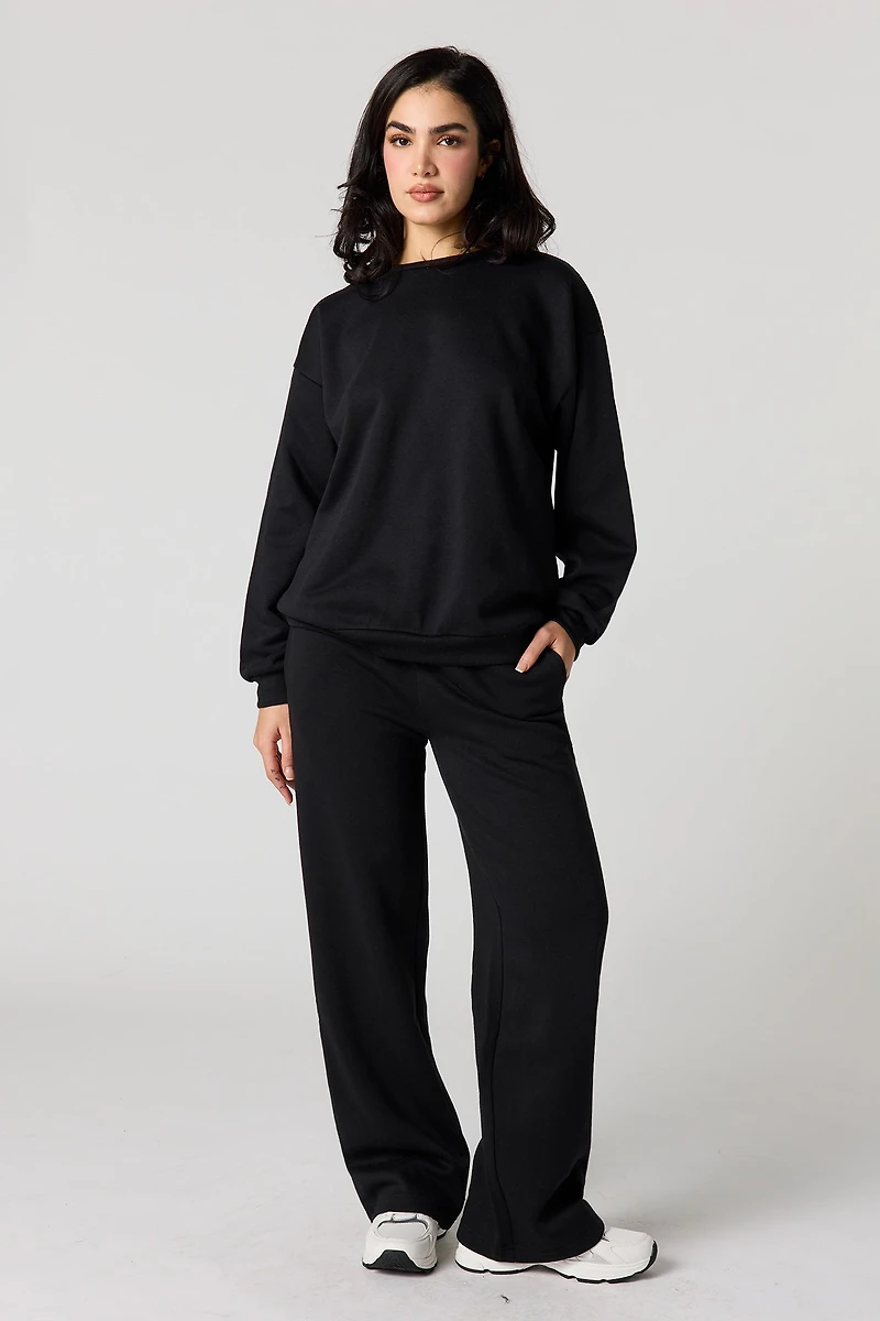 Solid Fleece Straight Leg Sweatpant