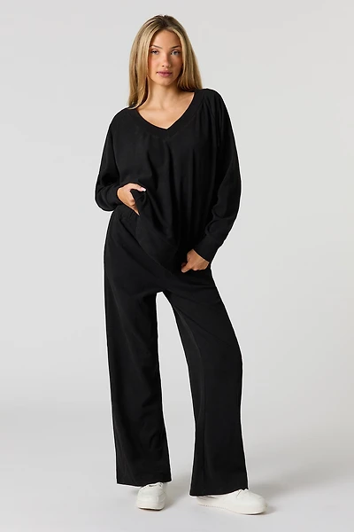 Wide Leg Fleece Sweatpant
