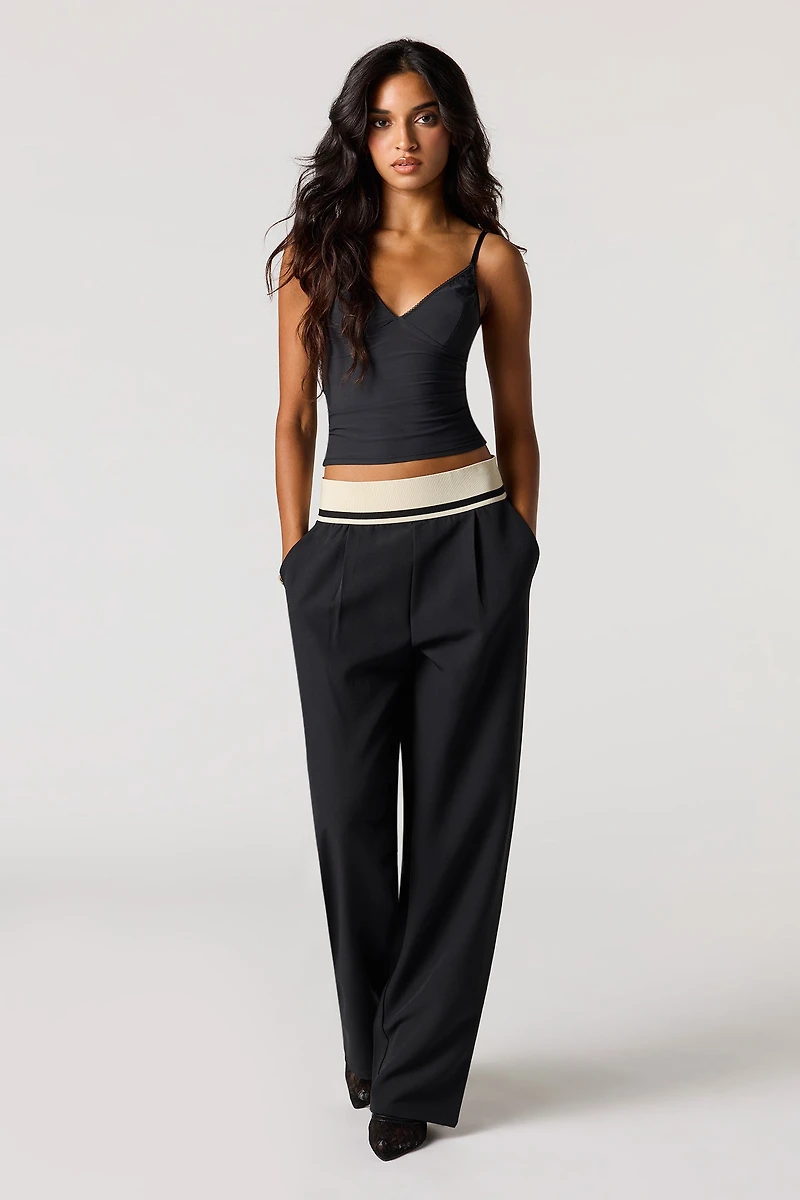 Contrast Flowy Dressy Pant