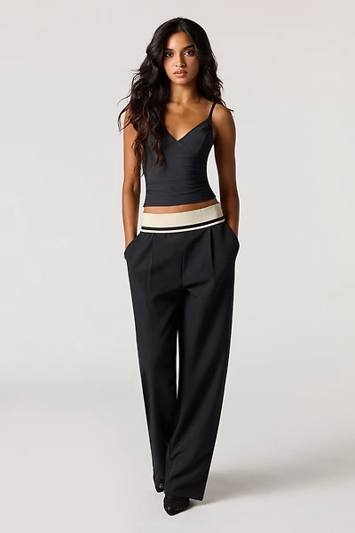 Contrast Flowy Dressy Pant