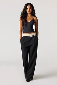 Contrast Flowy Dressy Pant