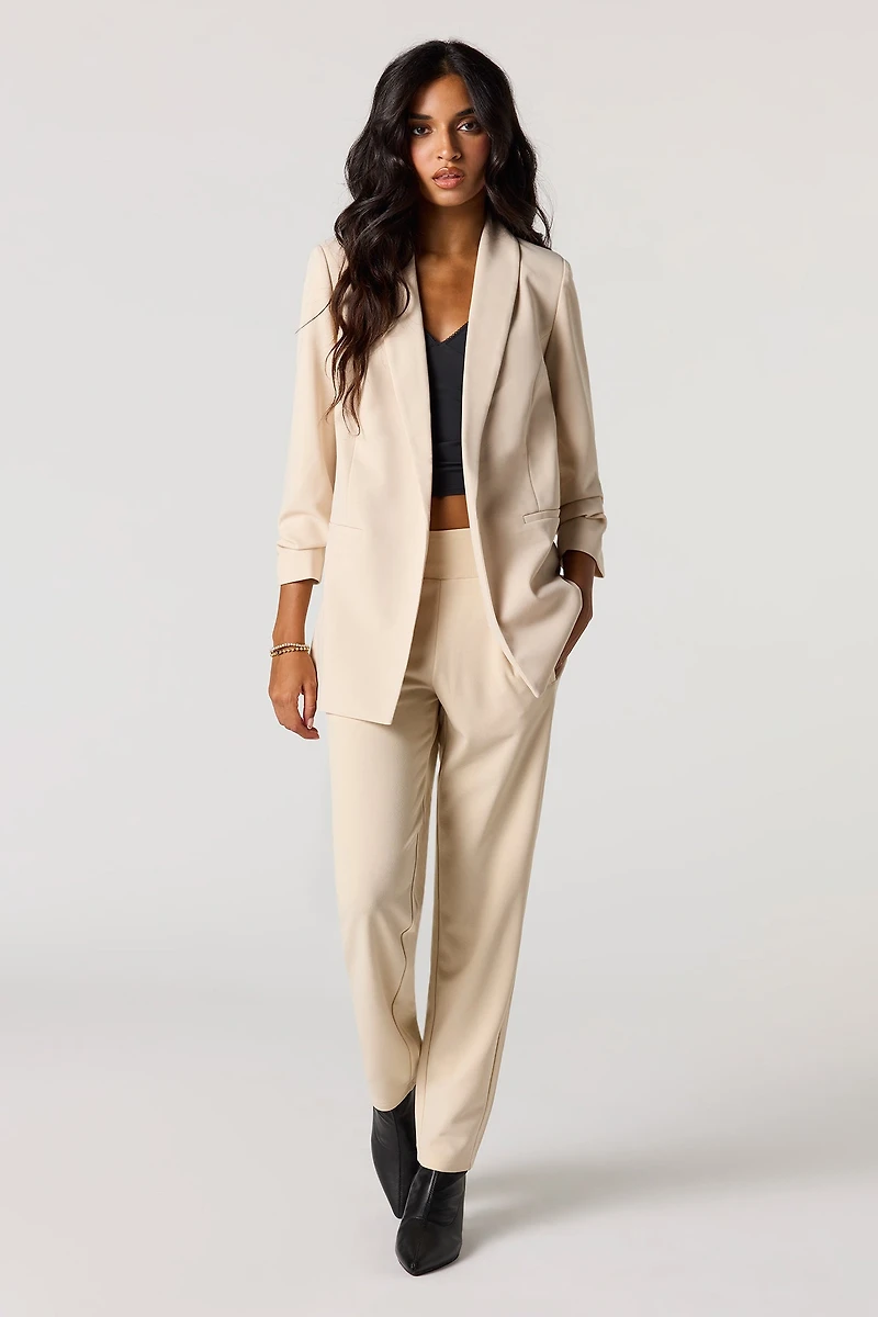 Pantalon habillé à jambe droite en crêpe