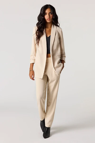 Pantalon habillé à jambe droite en crêpe