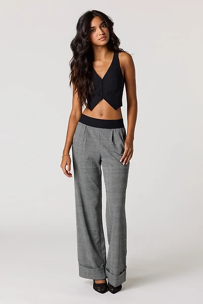 Plaid Knit Dress Pant