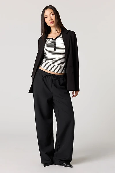 Pantalon habillé à jambe droite avec taille coulissante