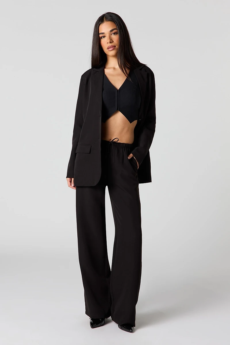 Drawstring Wide Leg Dress Pant