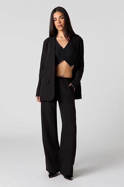 Drawstring Wide Leg Dress Pant