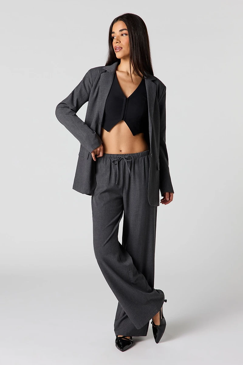 Drawstring Wide Leg Dress Pant