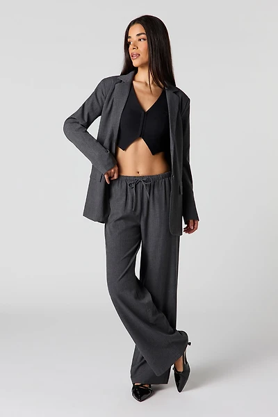 Drawstring Wide Leg Dress Pant