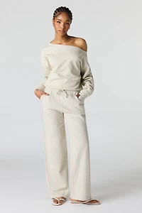 Pantalon côtelé à jambe droite avec taille coulissante