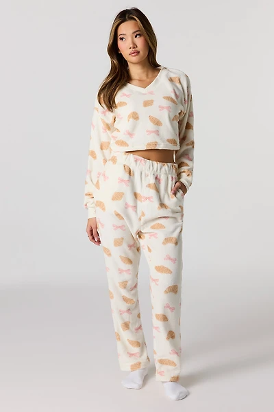 Plush Long Sleeve Top & Pant Pajama Set