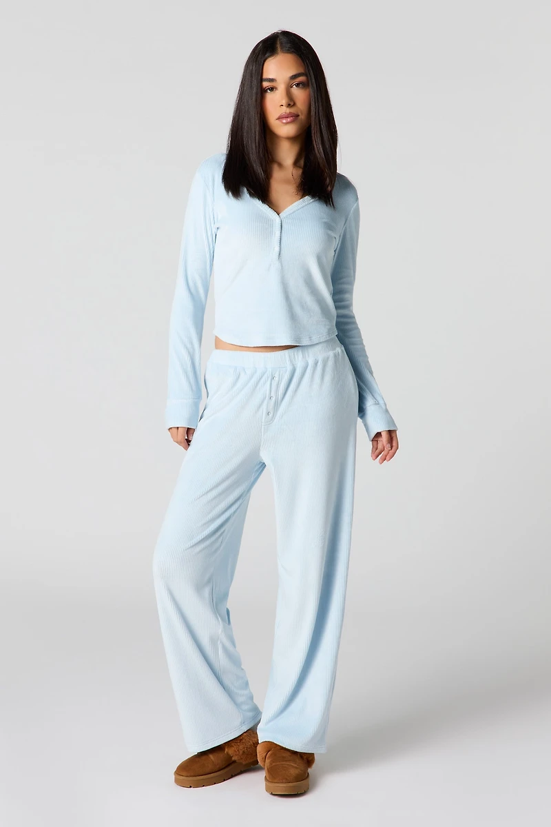 Velour Ribbed Pajama Pant