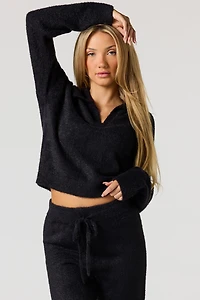 Mossy Knit Collared Long Sleeve Top