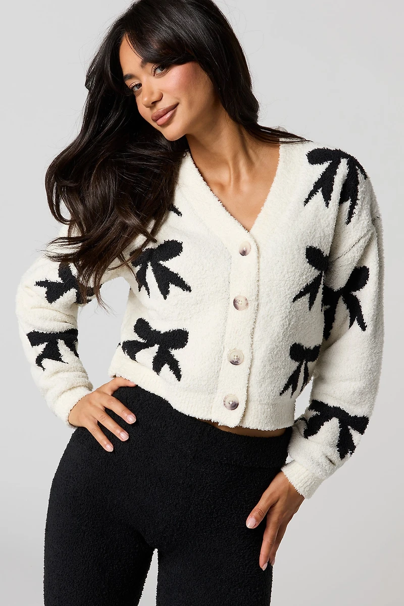 Cardigan boutonné en tricot jacquard